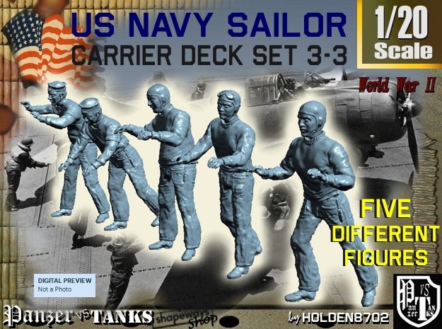 1-20 US Navy Carrier Deck Set 3-3 in White Natural Versatile Plastic