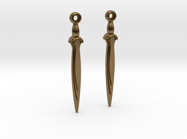 Earrings of bronze sword c.1200BCE in Polished Bronze