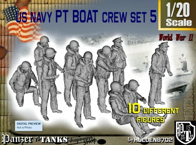 1-20 US Navy PT Boat Crew Set5 in White Natural Versatile Plastic