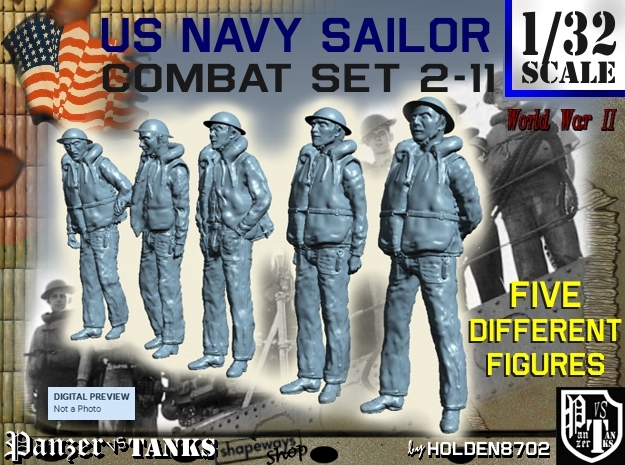 1-32 US Navy Sailors Combat SET 2-11 in Tan Fine Detail Plastic