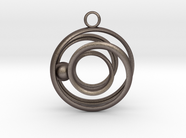 Mobius Strip - Rail and sphere in Polished Bronzed Silver Steel