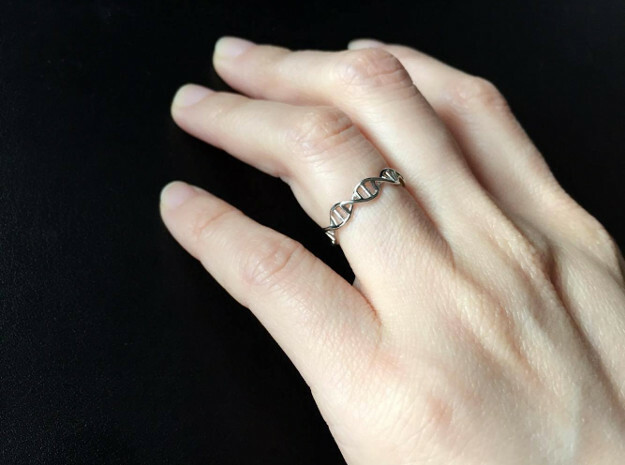 DNA Ring in Polished Silver: 8 / 56.75