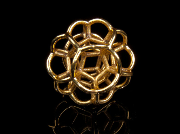 Soap Bubble Dodecahedron in Polished Brass: Small