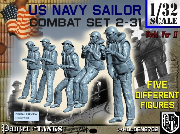 1-32 US Navy Sailors Combat SET 2-31 in Tan Fine Detail Plastic