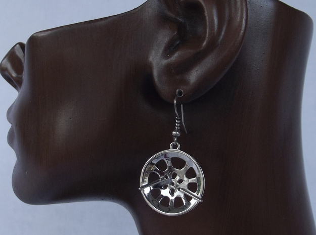 Double Seconds "essence" steelpan earrings, S in Polished Silver