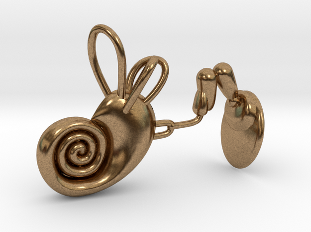 Human ear cochlea pendant in Natural Brass