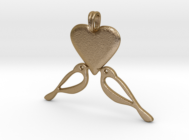 LOVE Birds Symbol Customizable Initial Monogram  in Polished Gold Steel