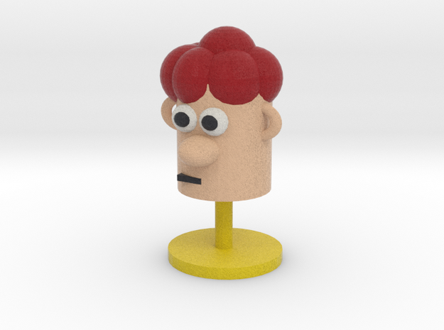 Cartoonish Human Head W/ Stand in Full Color Sandstone