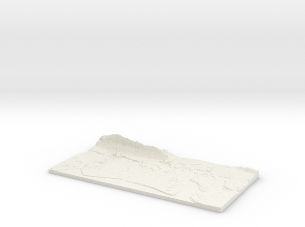 3D Relief map of Portsmouth, Langstone and Chiches in White Natural Versatile Plastic