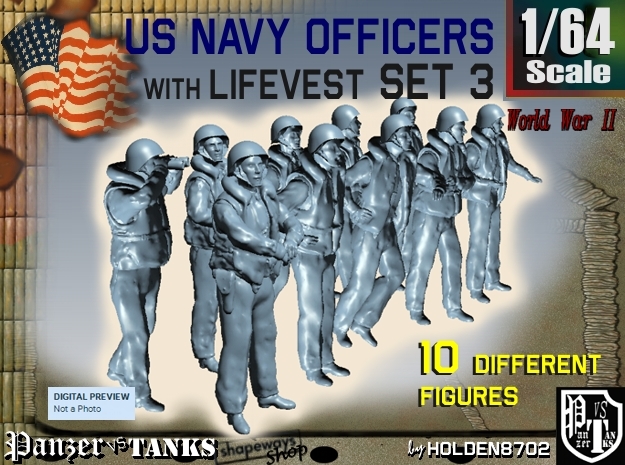 1-64 USN Officers KAPOK Set3 in Tan Fine Detail Plastic