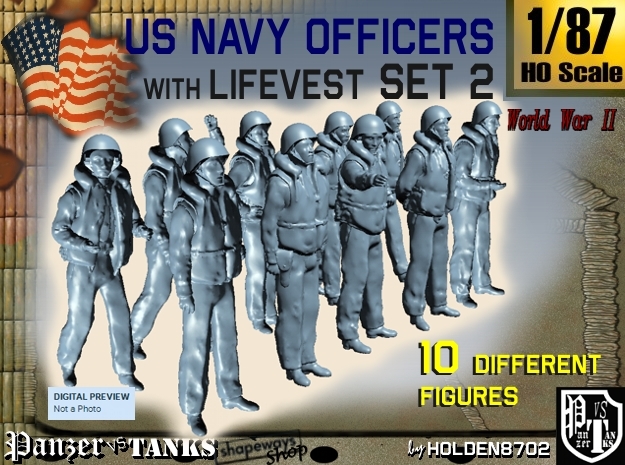 1-87 USN Officers KAPOK Set2 in Tan Fine Detail Plastic