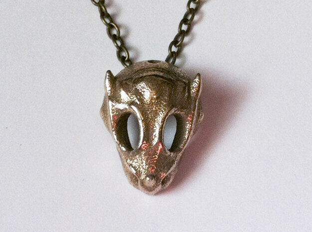 Baby Dragon Skull in Polished Bronzed Silver Steel