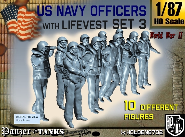1-87 USN Officers KAPOK Set3 in Tan Fine Detail Plastic