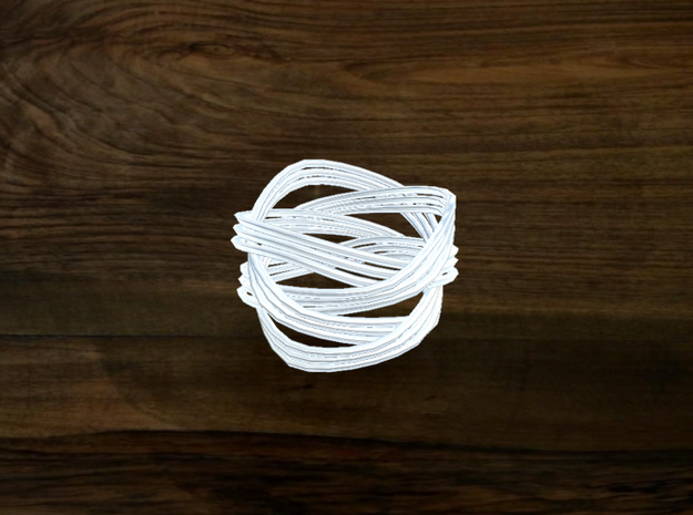 Turk's Head Knot Ring 4 Part X 3 Bight - Size 6 in White Natural Versatile Plastic