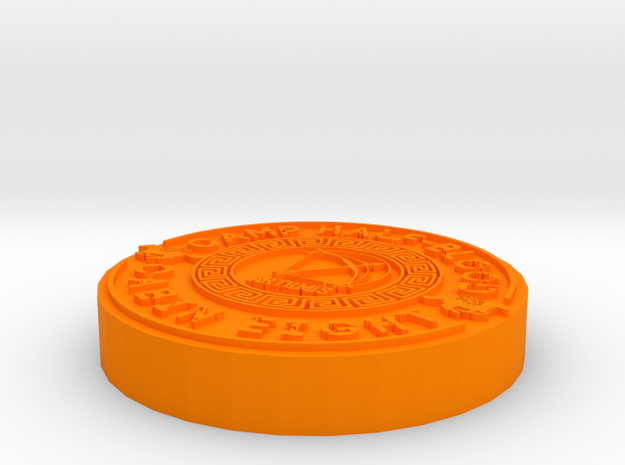 Coin Pendant in Orange Processed Versatile Plastic
