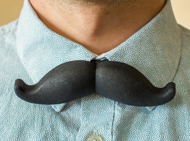 Mustache BowTie in Black Natural Versatile Plastic