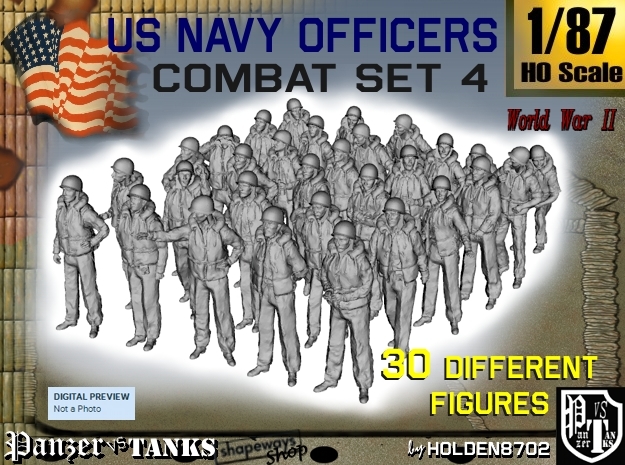 1-87 USN Officers KAPOK Set4 in Tan Fine Detail Plastic