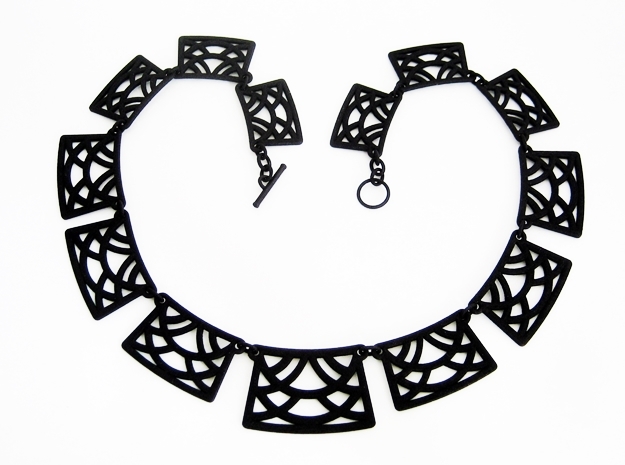 Art Deco Statement Necklace in Black Natural Versatile Plastic