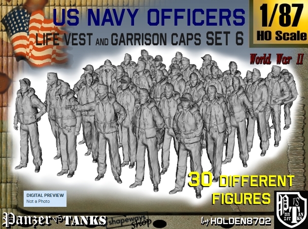1-87 USN Officers KAPOK Set6 in Tan Fine Detail Plastic