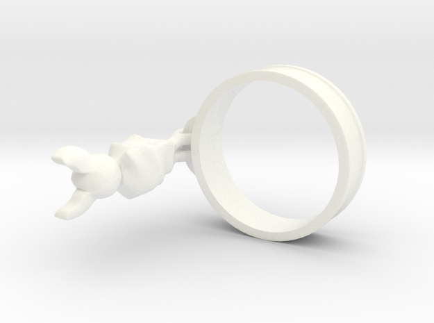 Hanging Bat Charm Ring in White Processed Versatile Plastic: 5 / 49