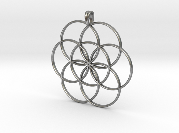 SEED OF LIFE Sacred Geometry Symbol Necklace in Natural Silver