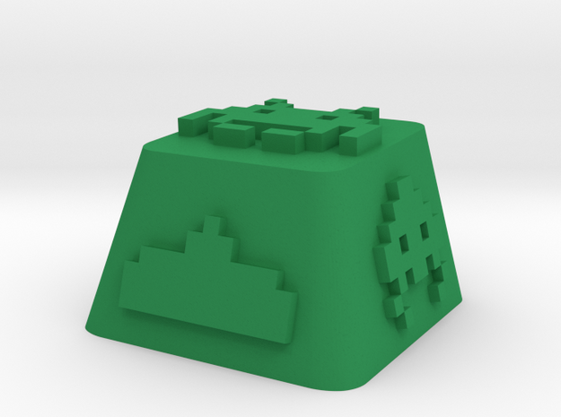 Space Invader in Green Processed Versatile Plastic
