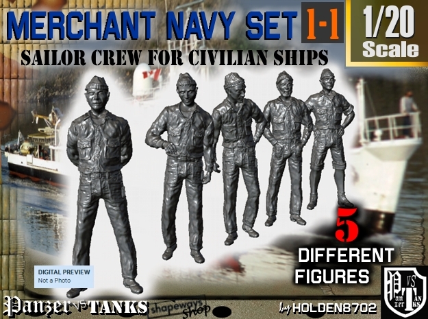 1-20 Merchant Navy Crew Set 1-1 in White Natural Versatile Plastic