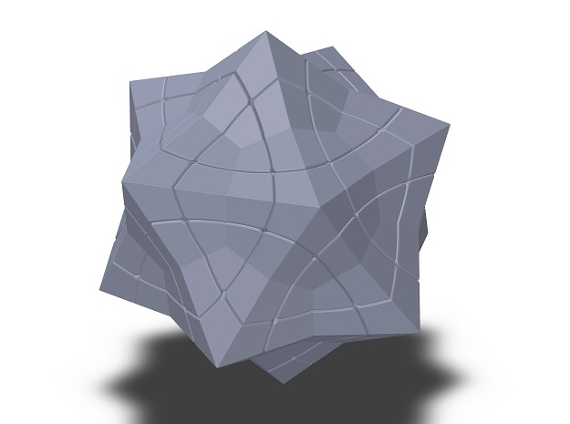 Megaminx Icosahedron Inward in Black Natural Versatile Plastic: Medium