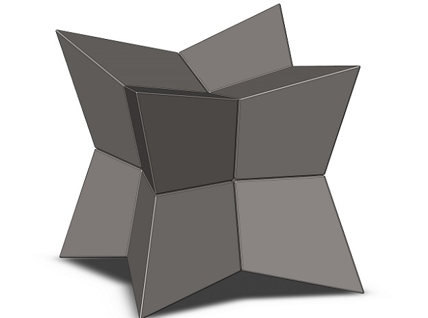 Cube inward 2*2*2 in Black Natural Versatile Plastic: Medium