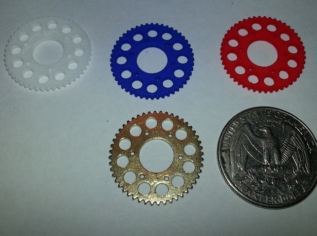 Motorcycle Sprocket Pendant or Golf Ball Marker in White Processed Versatile Plastic