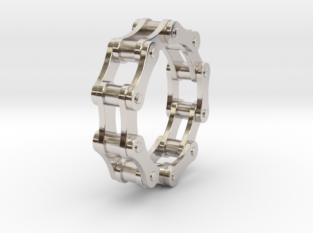 Violetta S. - Bicycle Chain Ring in Rhodium Plated Brass: 4 / 46.5