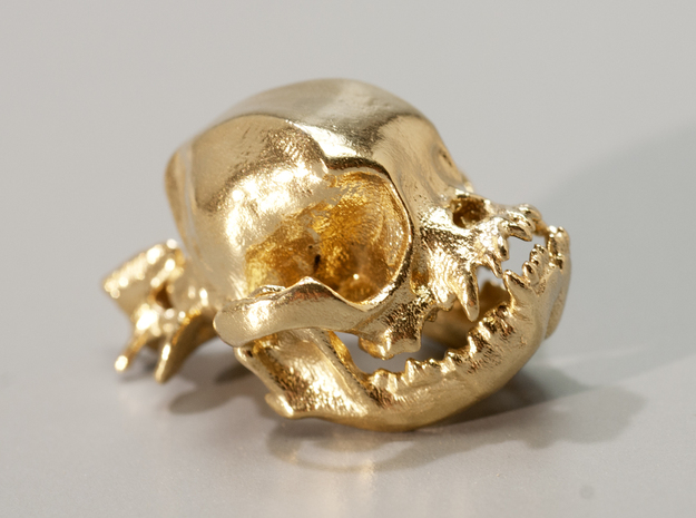 Pug Dog Skull Pendant  in Natural Silver