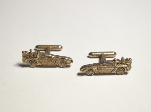 Back to the Future's Delorean: cufflinks in Polished Bronzed Silver Steel