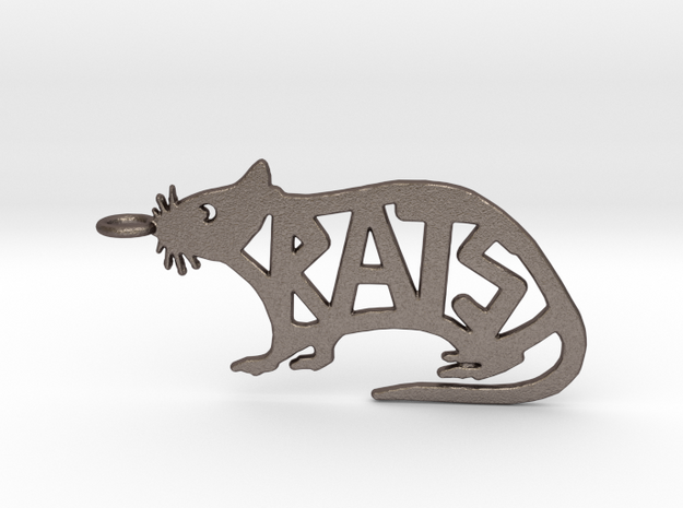 Rat lover keychain in Polished Bronzed Silver Steel