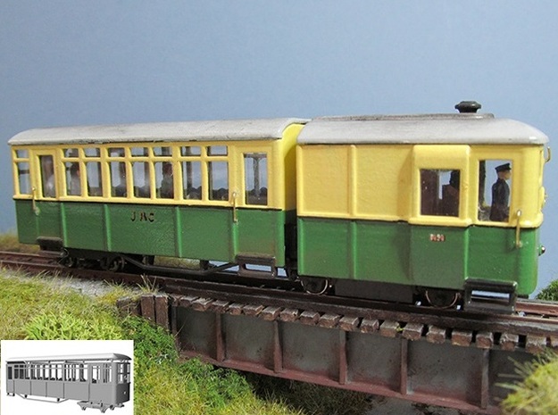 009 Sentinel Railcar Long Coach in White Processed Versatile Plastic