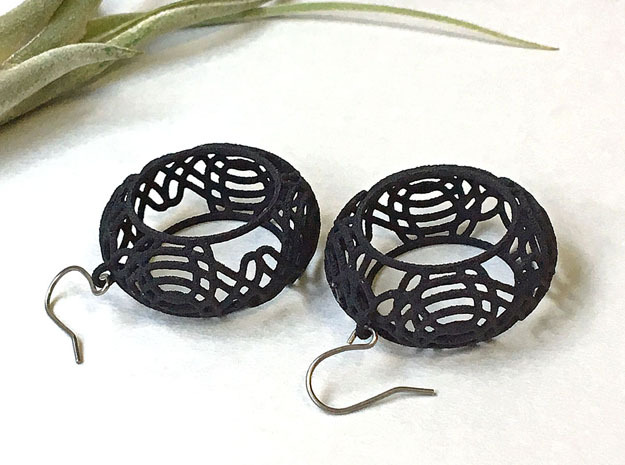 Celtic pattern earrings 1 in Black Natural Versatile Plastic