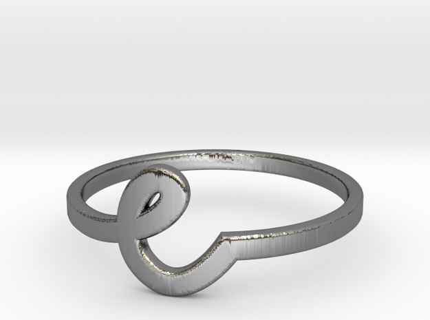 Whimsical Letter Ring (e) in Fine Detail Polished Silver: 7 / 54