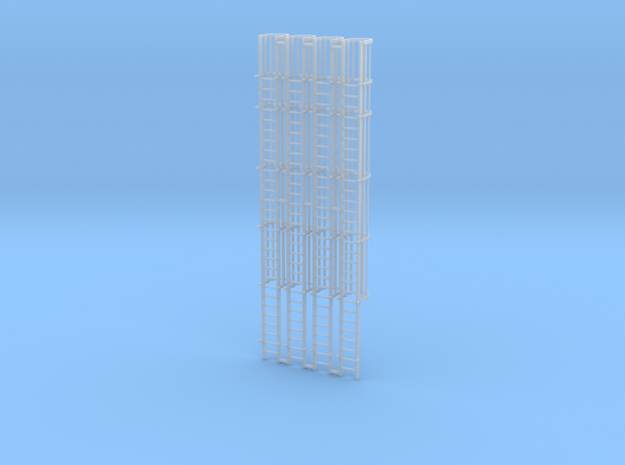 'N Scale' - (4)-30' Caged Ladder - Caged to Top in Tan Fine Detail Plastic