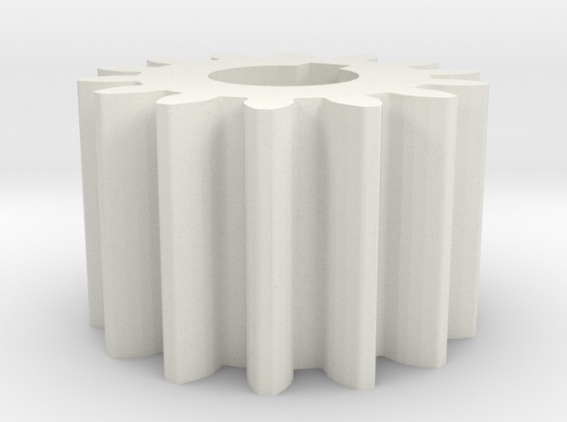 Cylindrical gear Mn=1 Z=14 AP20° Beta0° b=10 HoleØ in White Natural Versatile Plastic