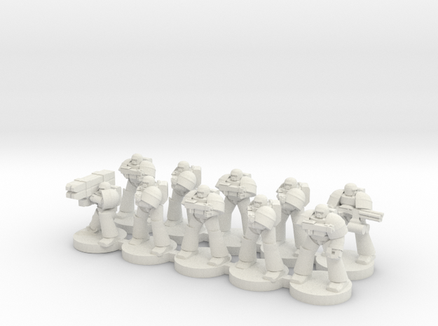 8mm Super Soldiers in Warrior Plate (squad) in White Natural Versatile Plastic