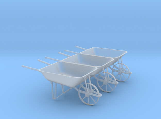Wheelbarrow Set of 3 in Smooth Fine Detail Plastic: 1:24