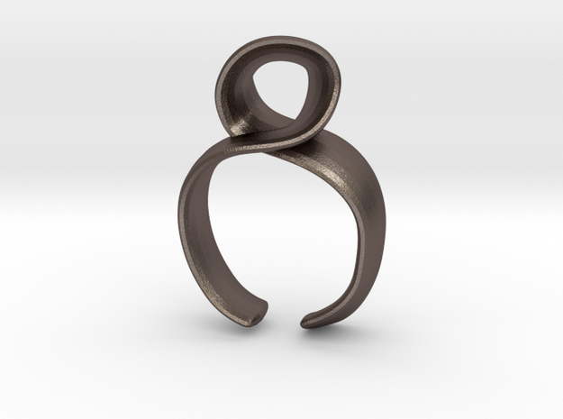 Noodle ring in Polished Bronzed Silver Steel