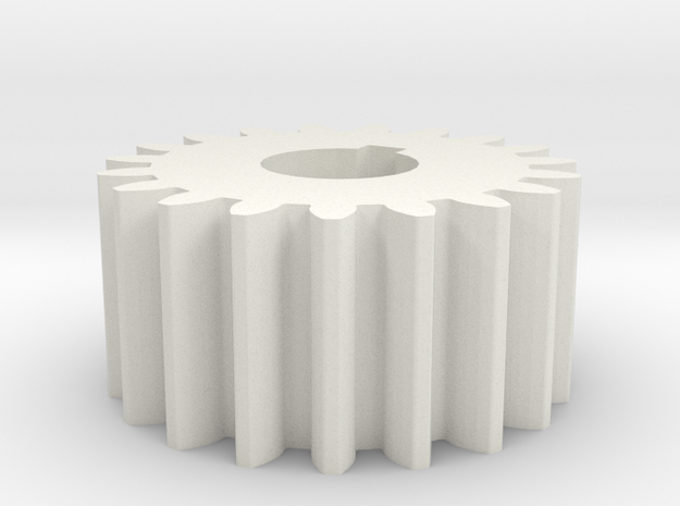 Cylindrical gear Mn=1 Z=19 AP20° Beta0° b=10 HoleØ in White Natural Versatile Plastic