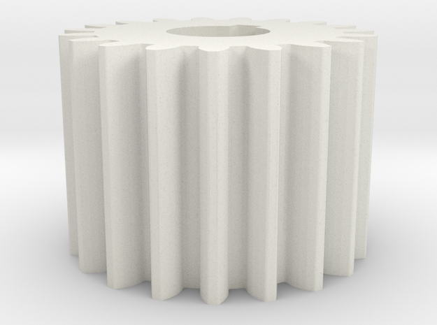 Cylindrical gear Mn=1 Z=19 AP20° Beta0° b=15 HoleØ in White Natural Versatile Plastic