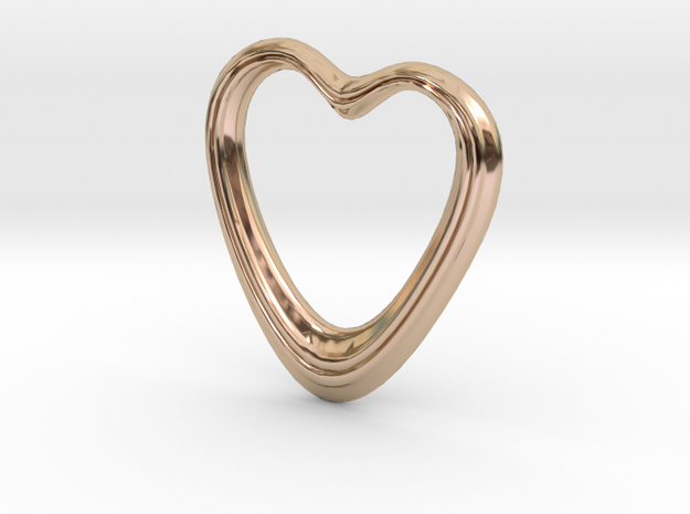 Oblong Heart Pendant in 14k Rose Gold Plated Brass