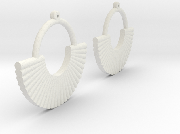 Earring Model M Pair in White Natural Versatile Plastic