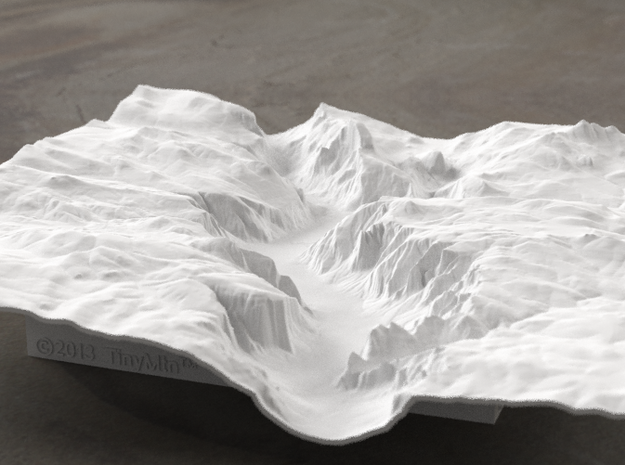 8'' Yosemite Valley Terrain Model, California, USA in White Natural Versatile Plastic