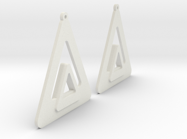 Triangle Earring Pair Model O Solid in White Natural Versatile Plastic