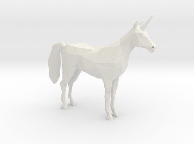 Lowpoly Unicorn in White Natural Versatile Plastic