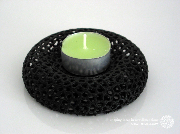 Tealight holder - Voronoi-Style #10 in Black Natural Versatile Plastic